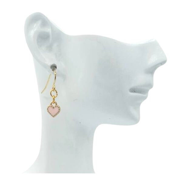 Pastel Pink Heart Earrings – Kawaii Cute Dangle Jewelry - Picture 2 of 3